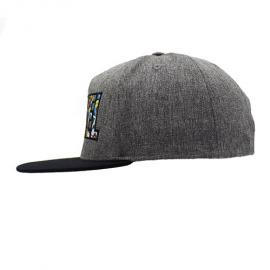 5 Panels black brim custom applique embroidery snapback caps 