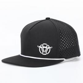 5 Panel Luxury Quick Dry Black Polyester 3D Embroidery Snapback Cap